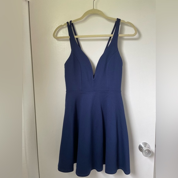 NWT Lulu’s Love Galore Navy Blue Skater Dress, Size Small - Picture 4 of 6